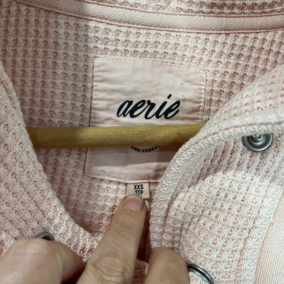 Aerie Getaway Quarter Snap Sweatshirt Pink NWT Oversized Cozy Fleece XXS - Picture 7 of 8